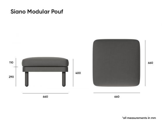 Siano Square Pouf Measurements